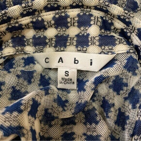 Cabi Blue White Sheer Gingham Button Front Shirt Long Sleeve Size Small - Picture 6 of 6